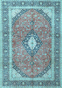 Medallion Light Blue Traditional Rug, tr4786lblu