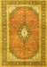 Machine Washable Medallion Yellow Traditional Rug, wshtr4786yw