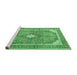 Sideview of Machine Washable Medallion Emerald Green Traditional Area Rugs, wshtr4786emgrn