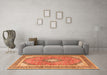 Machine Washable Medallion Orange Traditional Area Rugs in a Living Room, wshtr4786org