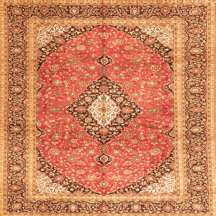 Serging Thickness of Medallion Orange Traditional Rug, tr4786org