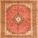 Serging Thickness of Medallion Orange Traditional Rug, tr4786org
