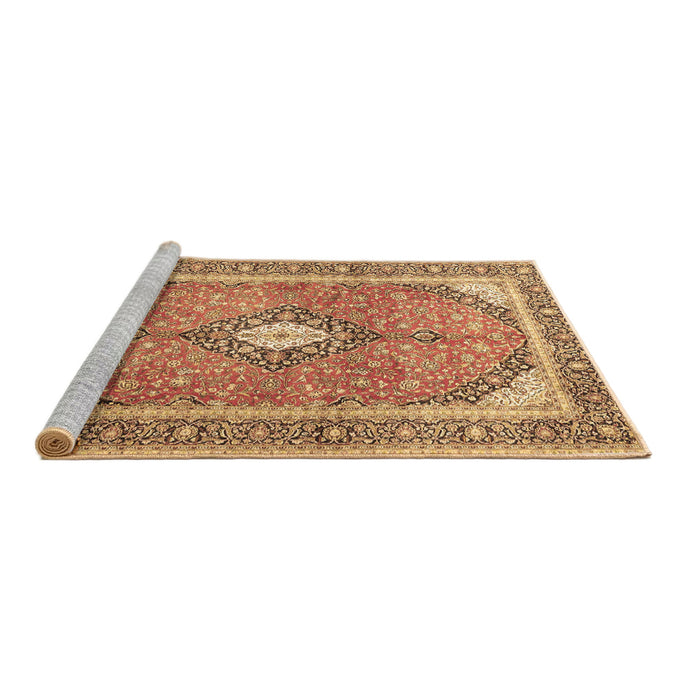 Sideview of Machine Washable Medallion Brown Traditional Rug, wshtr4786brn