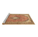 Sideview of Machine Washable Medallion Brown Traditional Rug, wshtr4786brn