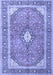 Machine Washable Medallion Blue Traditional Rug, wshtr4786blu