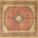 Square Medallion Brown Traditional Rug, tr4786brn