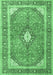 Machine Washable Medallion Emerald Green Traditional Area Rugs, wshtr4786emgrn