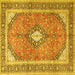 Square Medallion Yellow Traditional Rug, tr4786yw