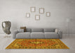 Machine Washable Oriental Yellow Traditional Rug in a Living Room, wshtr4787yw