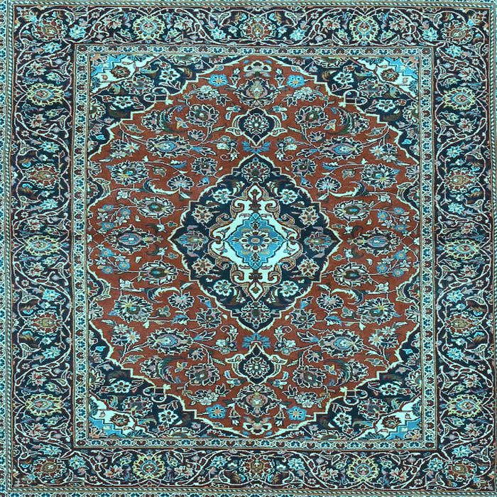 Square Machine Washable Oriental Light Blue Traditional Rug, wshtr4787lblu