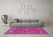 Machine Washable Oriental Pink Traditional Rug in a Living Room, wshtr4787pnk