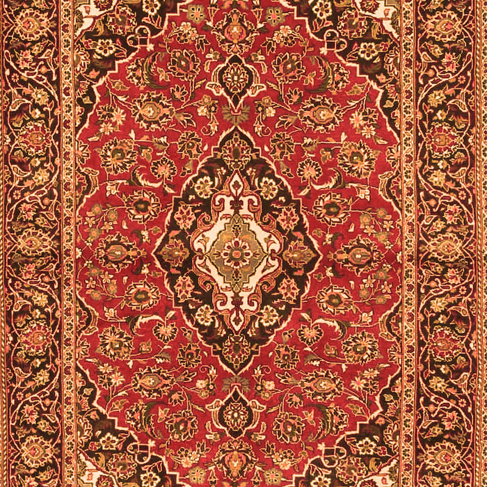 Serging Thickness of Machine Washable Oriental Orange Traditional Area Rugs, wshtr4787org