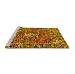 Sideview of Machine Washable Oriental Yellow Traditional Rug, wshtr4787yw