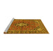 Sideview of Machine Washable Oriental Yellow Traditional Rug, wshtr4787yw