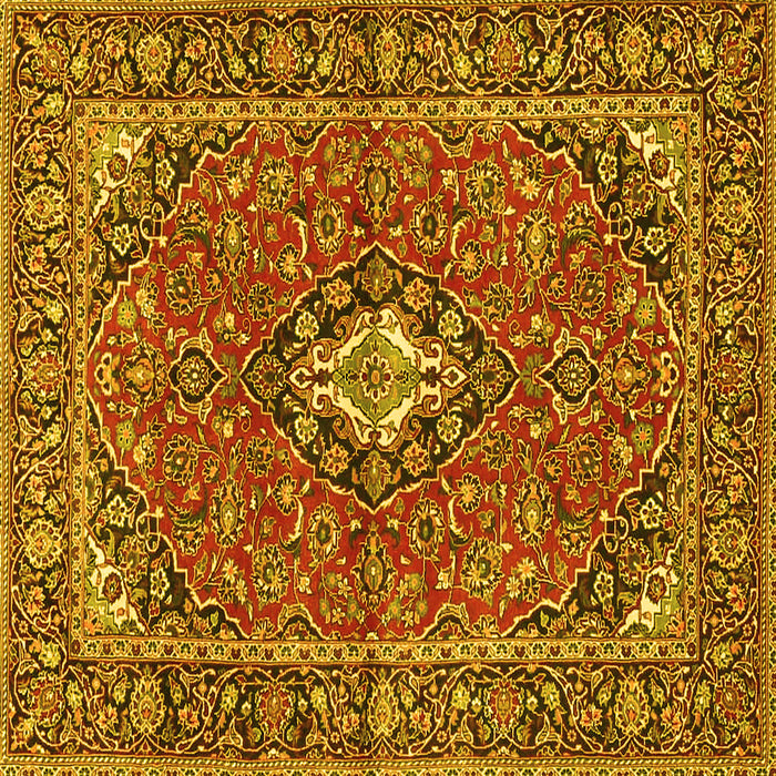 Square Machine Washable Oriental Yellow Traditional Rug, wshtr4787yw