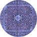 Round Oriental Blue Traditional Rug, tr4787blu