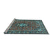 Sideview of Machine Washable Oriental Light Blue Traditional Rug, wshtr4787lblu