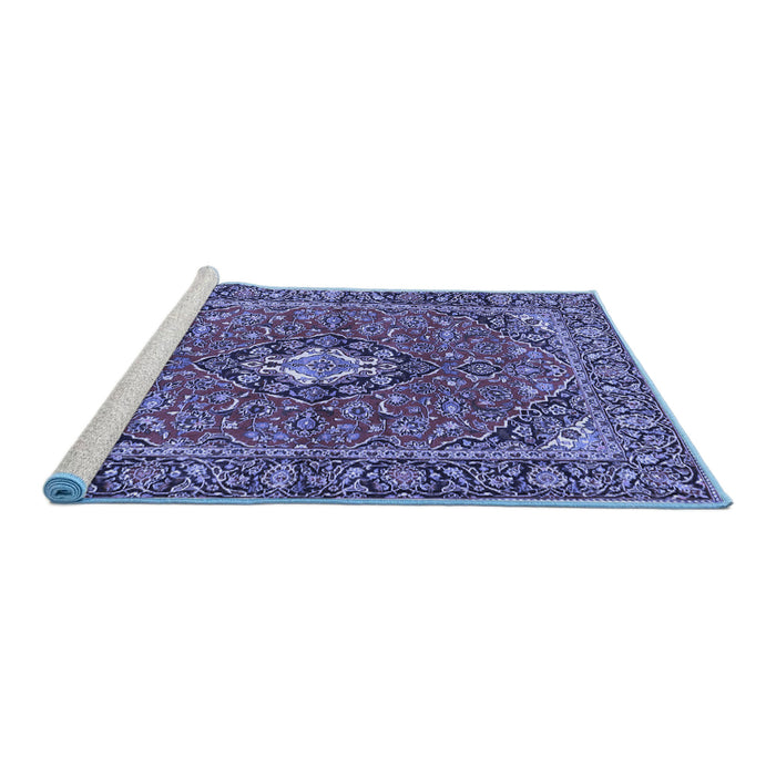 Sideview of Machine Washable Oriental Blue Traditional Rug, wshtr4787blu