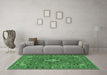 Machine Washable Oriental Emerald Green Traditional Area Rugs in a Living Room,, wshtr4787emgrn