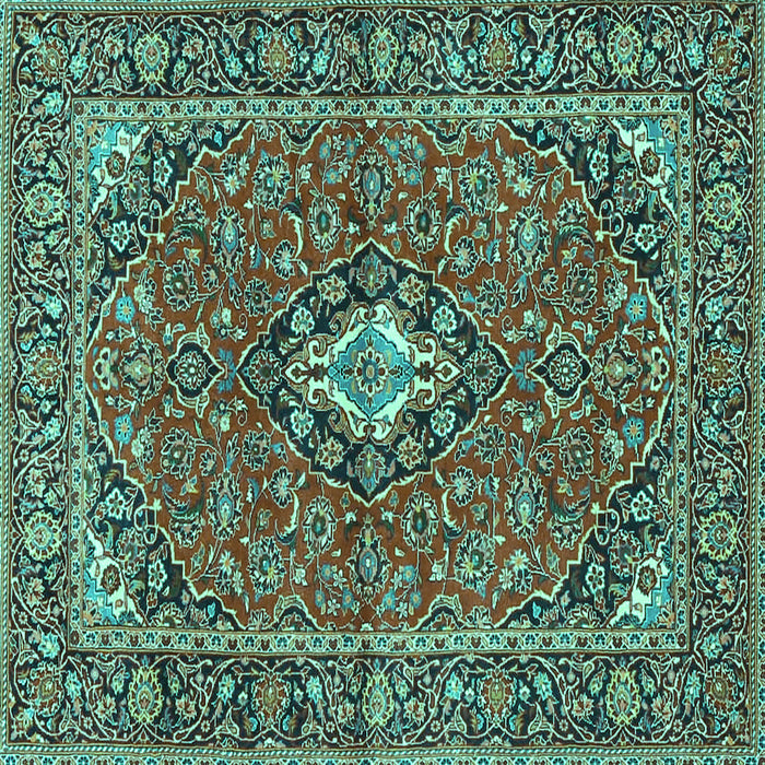 Square Machine Washable Oriental Turquoise Traditional Area Rugs, wshtr4787turq