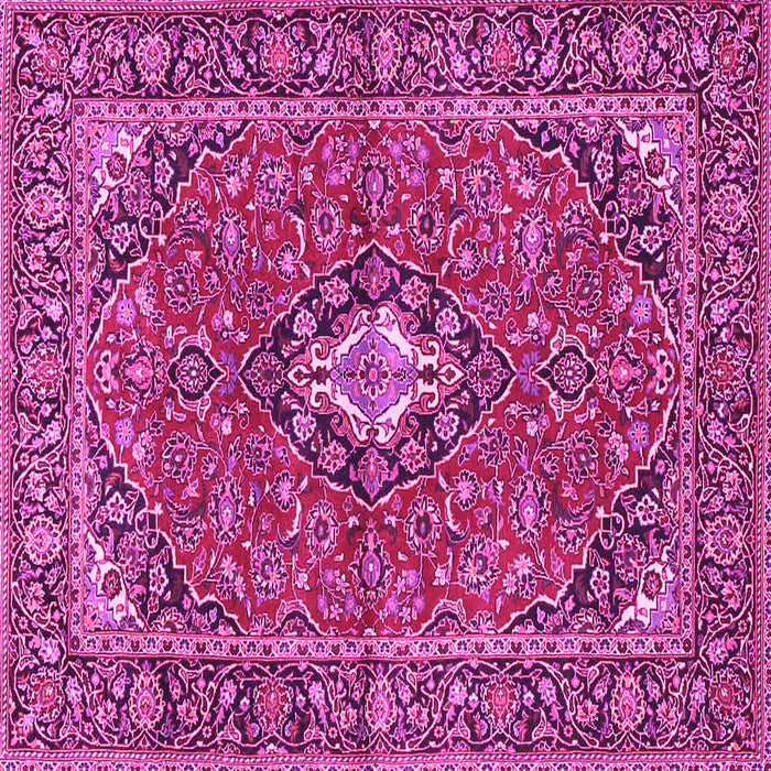 Square Machine Washable Oriental Pink Traditional Rug, wshtr4787pnk