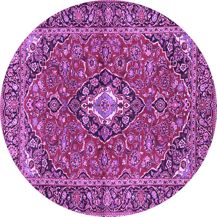 Round Oriental Purple Traditional Rug, tr4787pur
