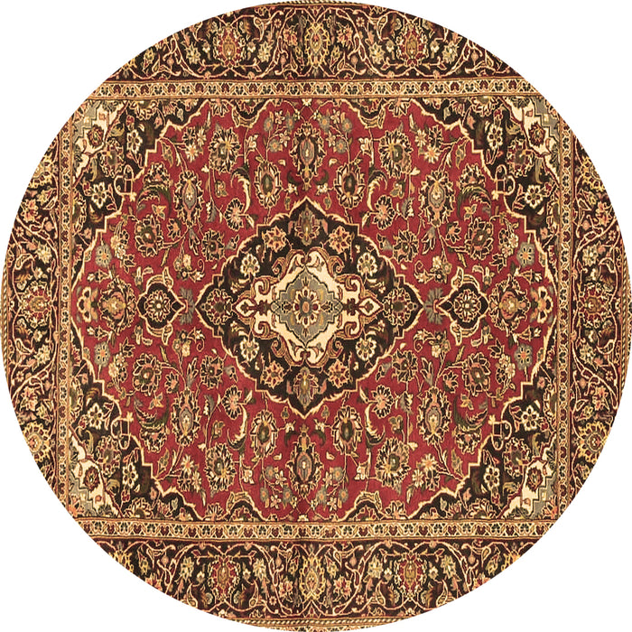 Round Machine Washable Oriental Brown Traditional Rug, wshtr4787brn