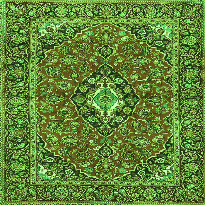 Round Machine Washable Oriental Green Traditional Area Rugs, wshtr4787grn