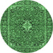 Round Oriental Emerald Green Traditional Rug, tr4787emgrn