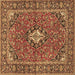 Square Oriental Brown Traditional Rug, tr4787brn