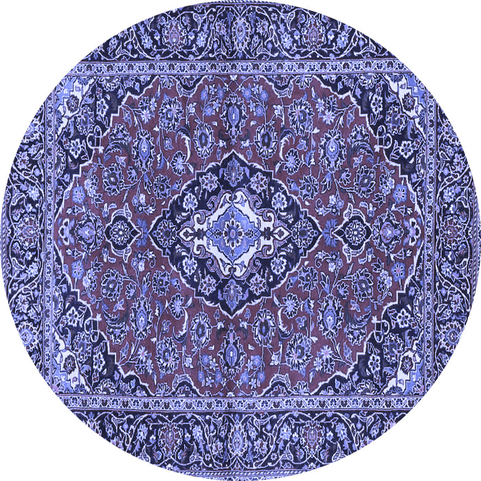 Round Machine Washable Oriental Blue Traditional Rug, wshtr4787blu