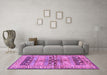 Machine Washable Persian Purple Traditional Area Rugs in a Living Room, wshtr4788pur