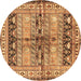 Round Machine Washable Persian Brown Traditional Rug, wshtr4788brn