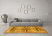 Machine Washable Persian Yellow Traditional Rug in a Living Room, wshtr4788yw