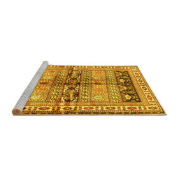 Sideview of Machine Washable Persian Yellow Traditional Rug, wshtr4788yw
