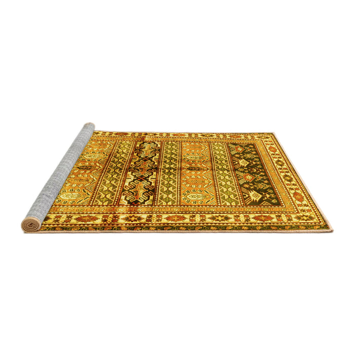 Sideview of Machine Washable Persian Yellow Traditional Rug, wshtr4788yw