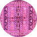 Round Machine Washable Persian Pink Traditional Rug, wshtr4788pnk