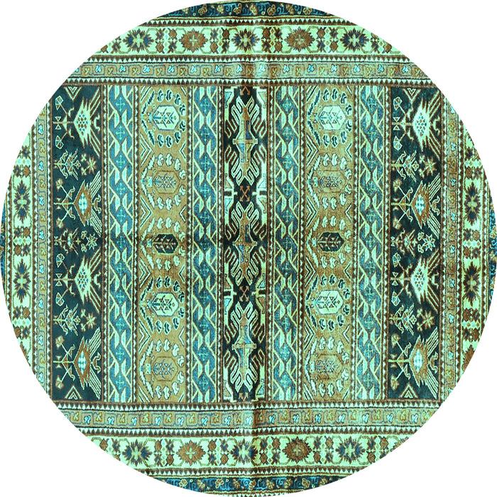 Round Machine Washable Persian Turquoise Traditional Area Rugs, wshtr4788turq