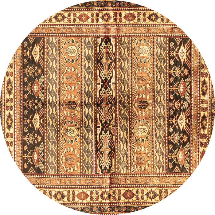 Round Persian Brown Traditional Rug, tr4788brn