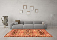 Machine Washable Persian Orange Traditional Rug, wshtr4788org