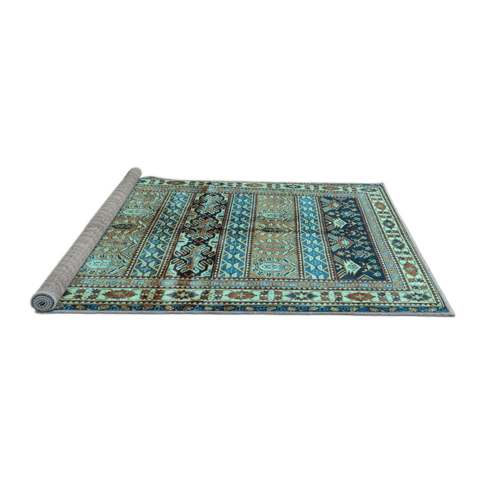 Sideview of Machine Washable Persian Light Blue Traditional Rug, wshtr4788lblu