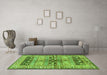 Machine Washable Persian Green Traditional Area Rugs in a Living Room,, wshtr4788grn