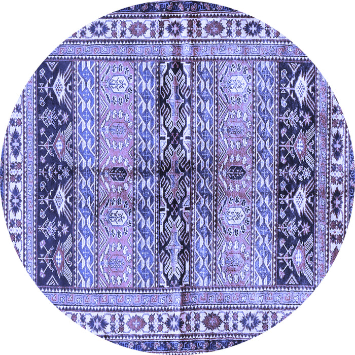Round Machine Washable Persian Blue Traditional Rug, wshtr4788blu