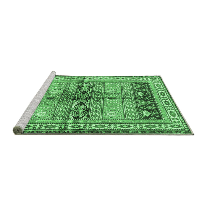 Sideview of Machine Washable Persian Emerald Green Traditional Area Rugs, wshtr4788emgrn