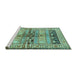 Sideview of Machine Washable Persian Turquoise Traditional Area Rugs, wshtr4788turq