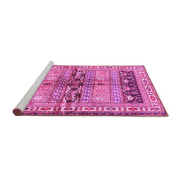 Sideview of Machine Washable Persian Pink Traditional Rug, wshtr4788pnk