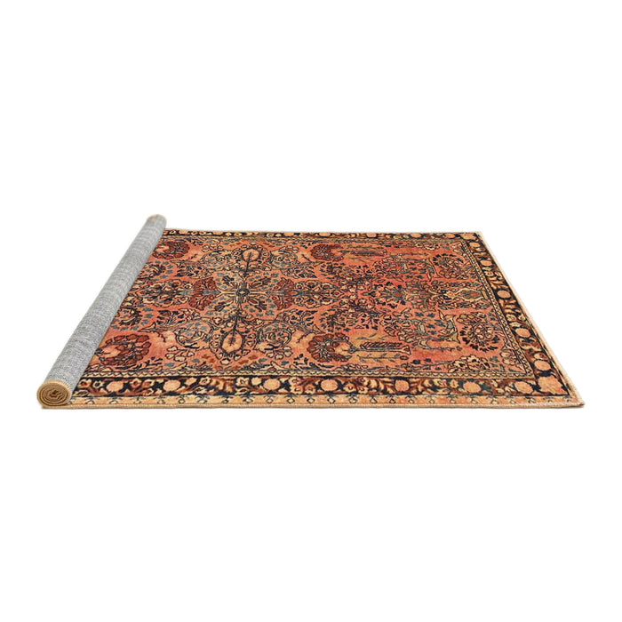 Sideview of Machine Washable Traditional Dark Sienna Brown Rug, wshtr4789