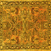 Square Machine Washable Oriental Yellow Traditional Rug, wshtr4789yw