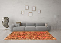 Machine Washable Oriental Orange Traditional Rug, wshtr4789org