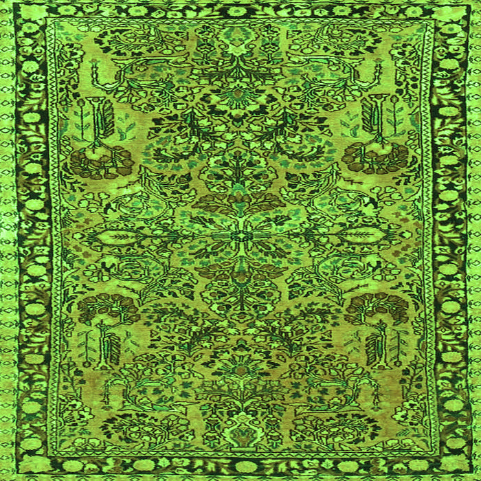 Round Machine Washable Oriental Green Traditional Area Rugs, wshtr4789grn